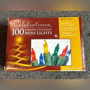 Celebrations 20.6ft Mini String Lights Indoor Outdoor Colorful 100 New